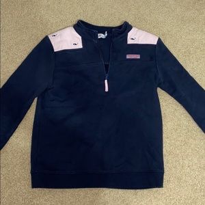Vineyard Vines Navy & Pink Girls Pullover
